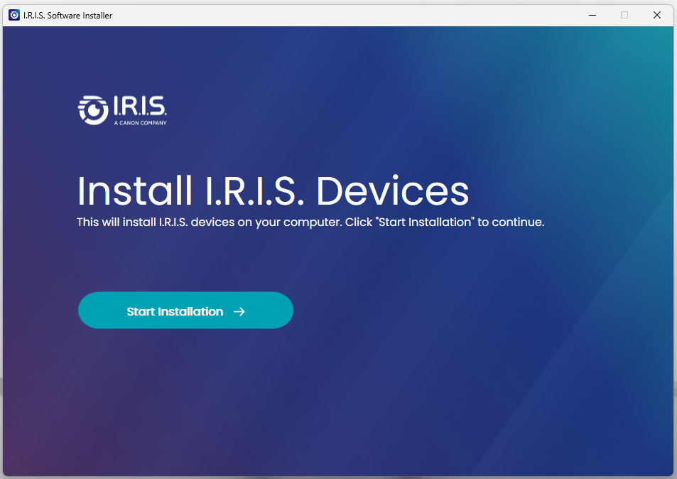 Capture d'écran de l'écran d'accueil de l'installateur